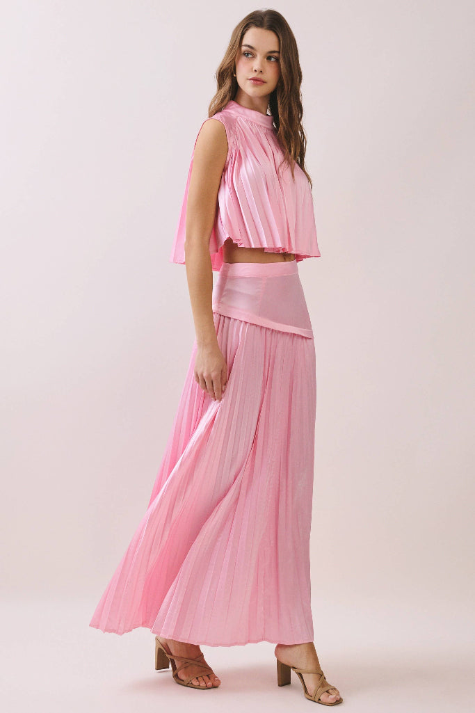 Much Love Pleated Maxi Skirt - Pink
