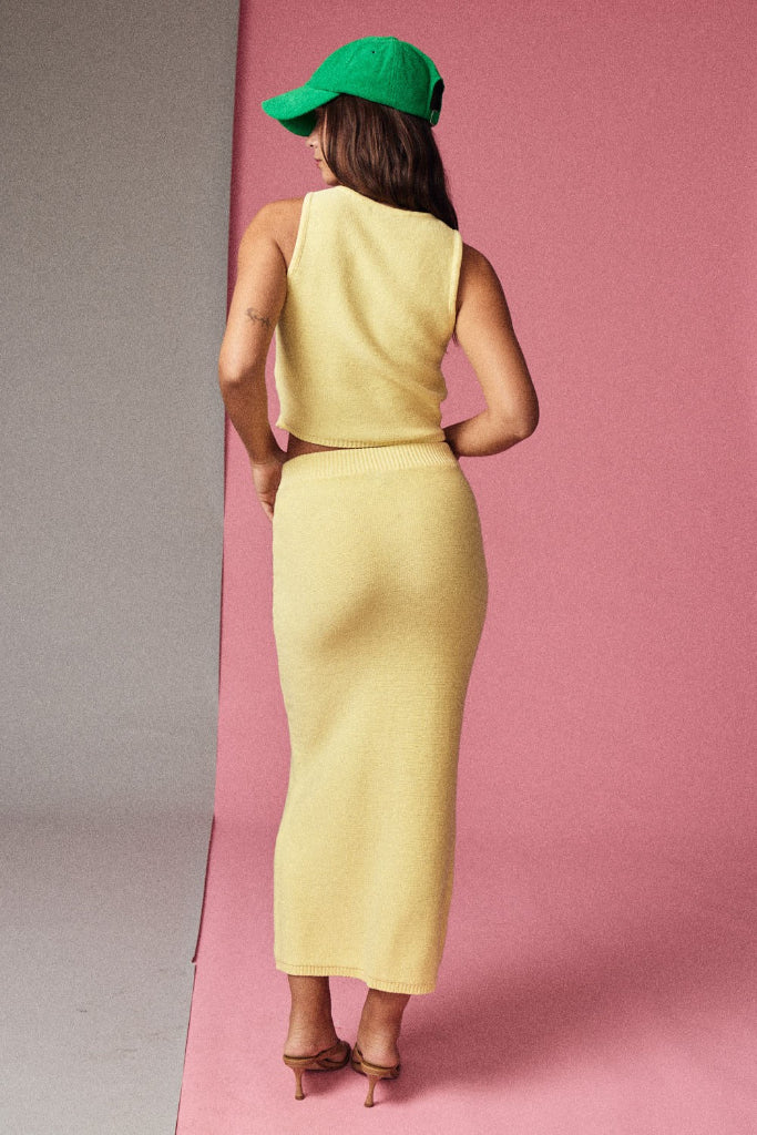 Shay Ribbed Knit Two Piece Set - Yellow