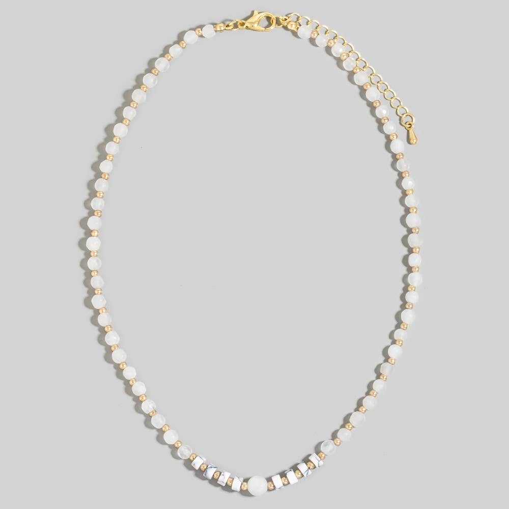 The Looks by Fame Accessories - Semi Precious Stone And Metallic Beaded Necklace: GDHOW