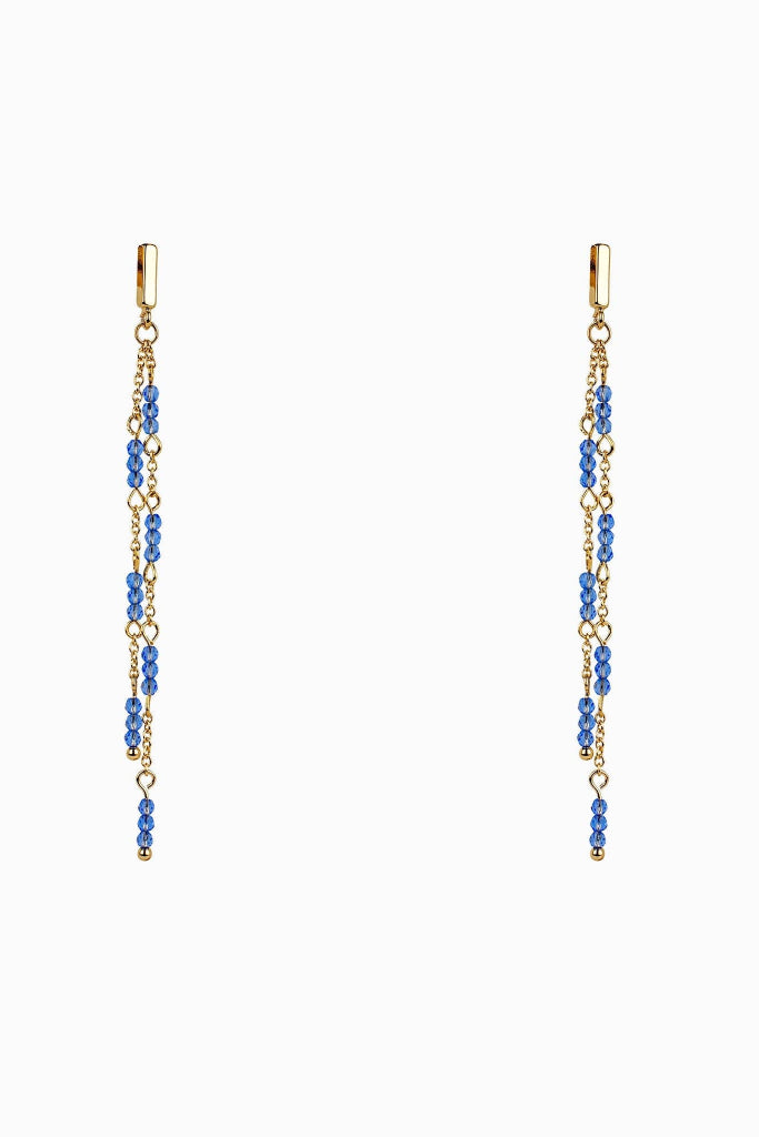 Noir Muse Drop Earrings - Blue/Gold