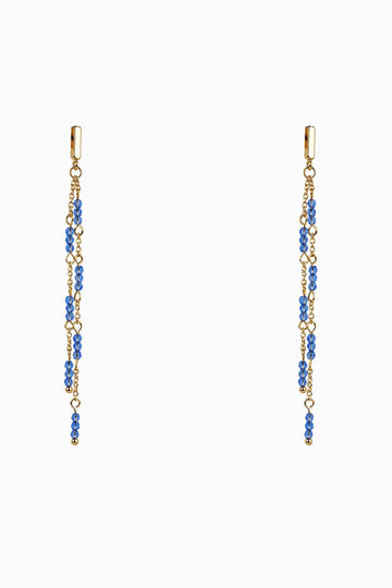 Noir Muse Drop Earrings - Blue/Gold