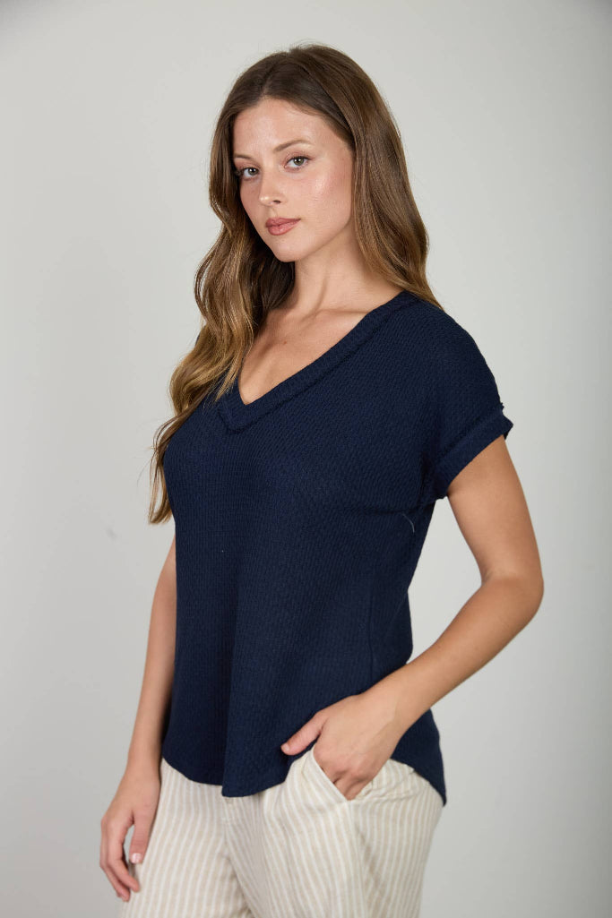Right Idea V-Neck Top - Navy