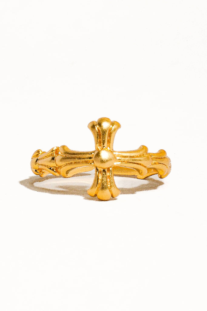 Ruth Adjustable Cross Ring - Gold