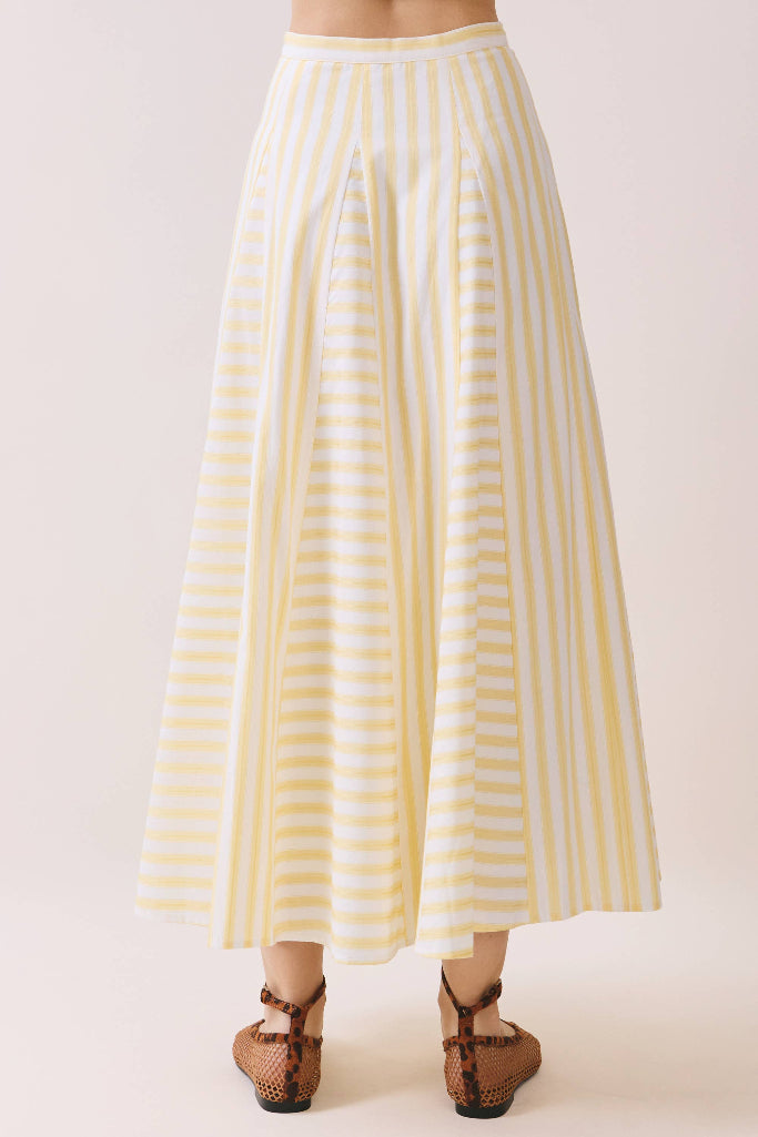 Good Life Striped Midi Skirt - Light Yellow