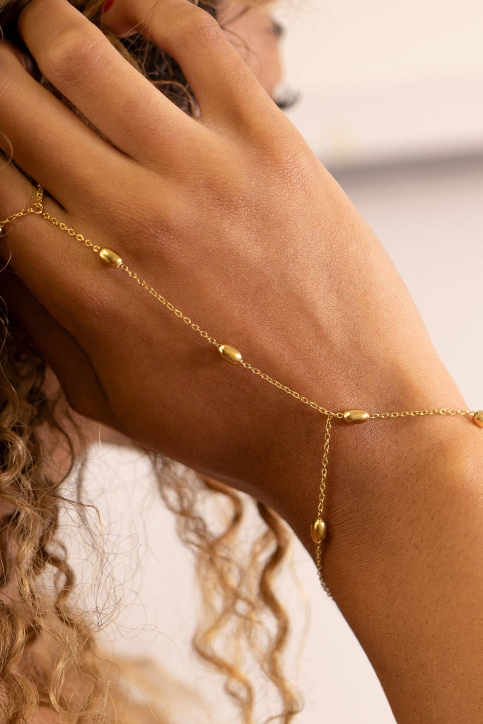 WJW - 18K Gold PVD Stainless Steel Statement Bead Hand Chain