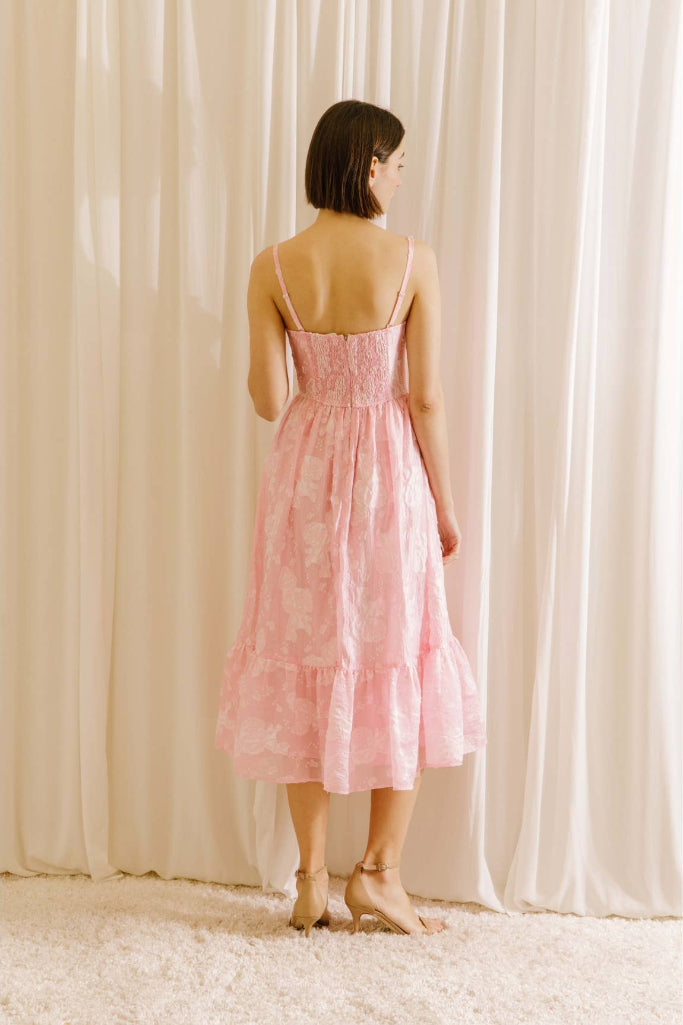 Kylah Floral Midi Dress- Pink
