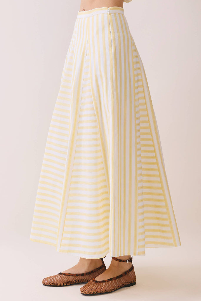 Good Life Striped Midi Skirt - Light Yellow