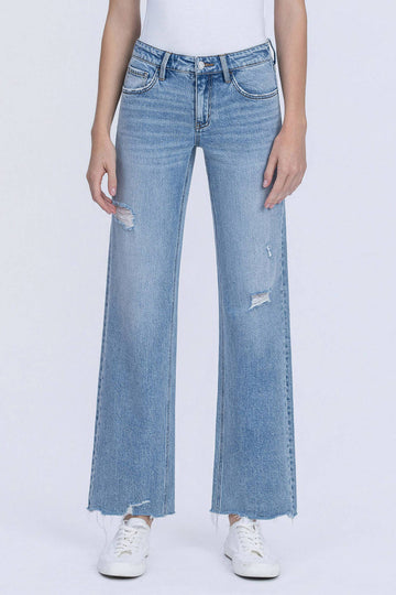 Ever Joyous Low Rise Wide Leg Jean - Medium Wash