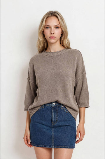 Catching Feelings Knit Top - Taupe