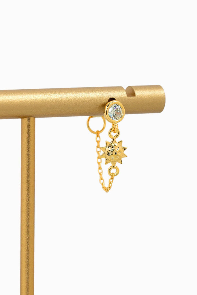 Solar Drop Chain Earrings - Gold