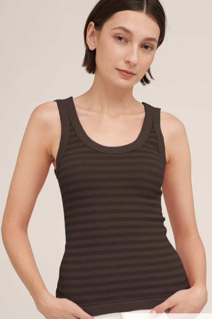 Kamren Striped Tank Top - Dark Brown