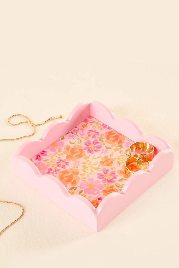 Scalloped Trinket Tray - Secret Garden Pink