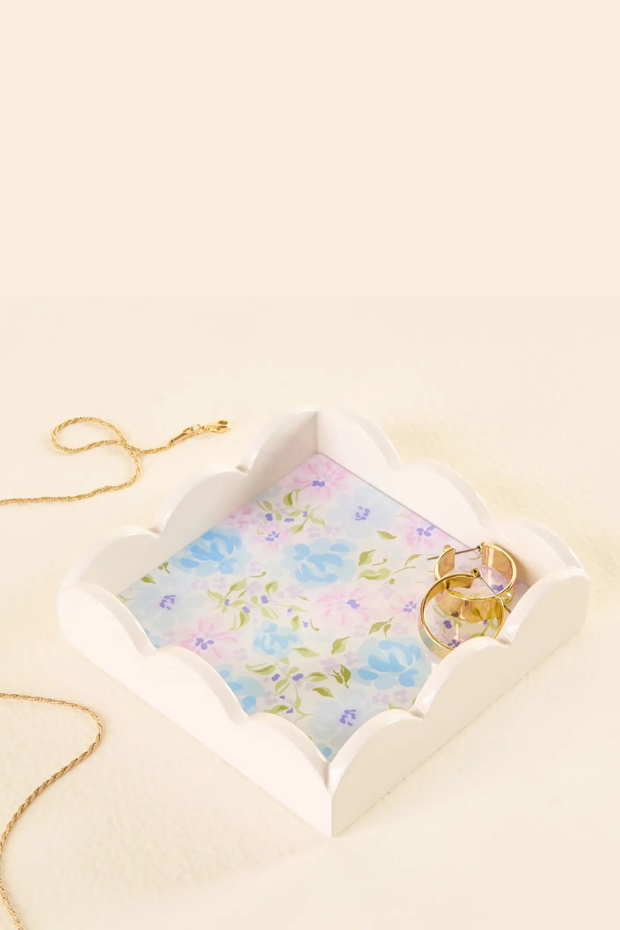 Scalloped Trinket Tray - Secret Garden Blue