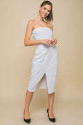 Gracelynn Strapless Midi Dress - White Denim
