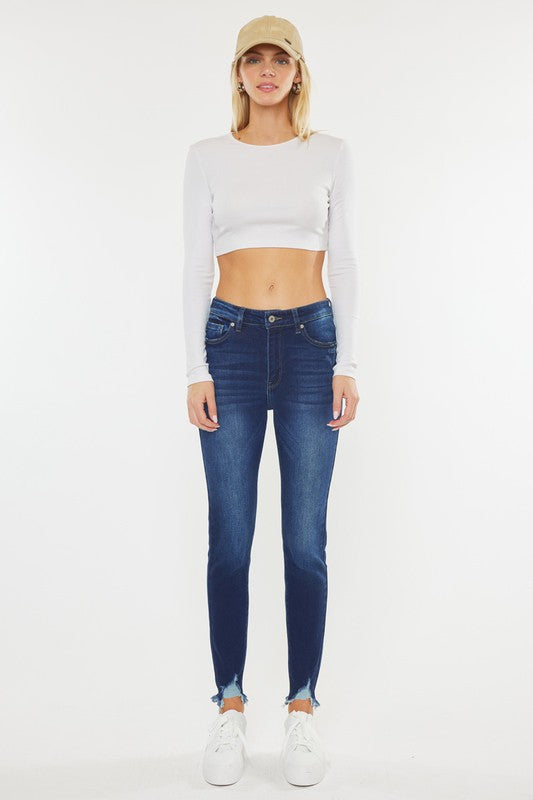 Smell The Roses Skinny Jeans- Dark Wash