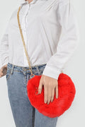 Heartless Faux Fur Clutch- Red