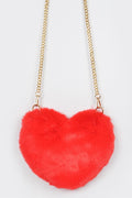 Heartless Faux Fur Clutch- Red