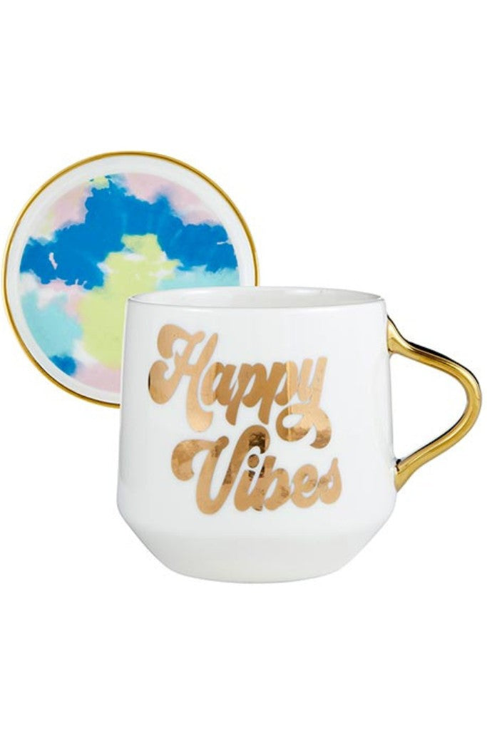 13oz Mug And Coaster Set - Happy Vibes