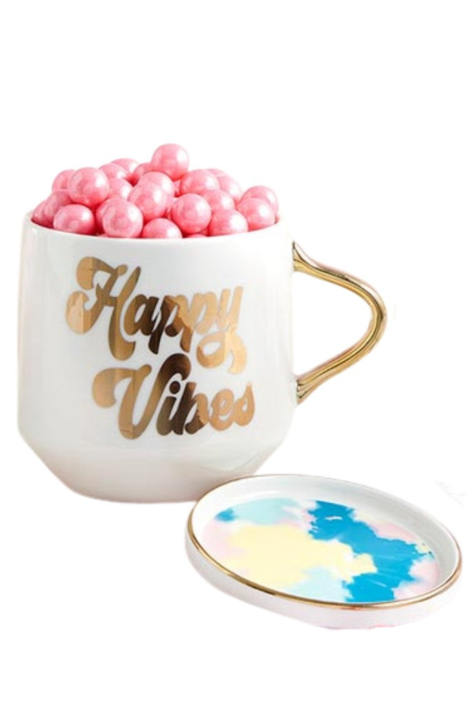 13oz Mug And Coaster Set - Happy Vibes