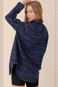 Tell Me More Flannel Top- Navy