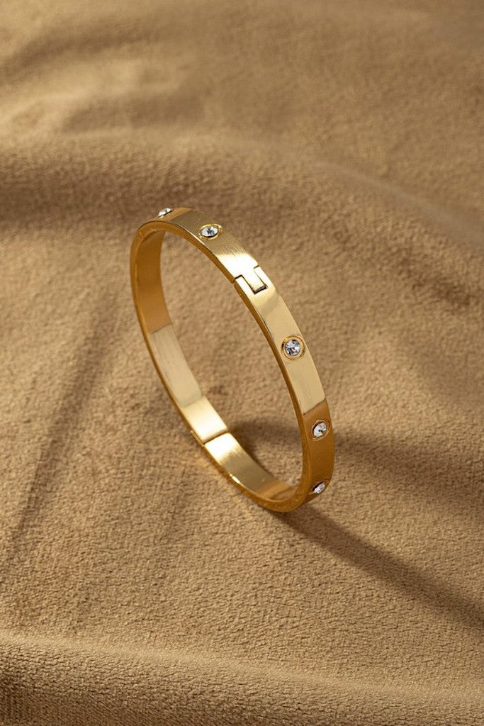 Brass Rhinestone Bracelet- Gold