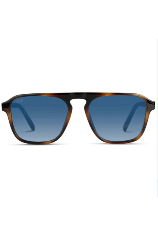 WMP Eyewear Emerson Sunglasses- Whiskey Brown Tortoise / Blue Gradient Lens