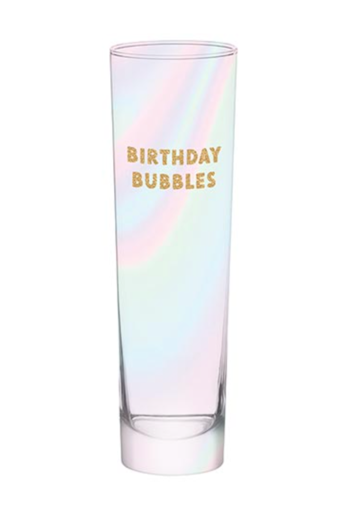 Flat Champagne Glass- Birthday Bubbles