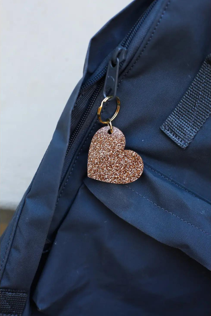 Gold Glitter Keychain - Heart