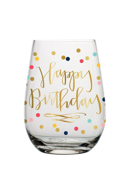 20oz Stemless Wine Glass - Happy Birthday