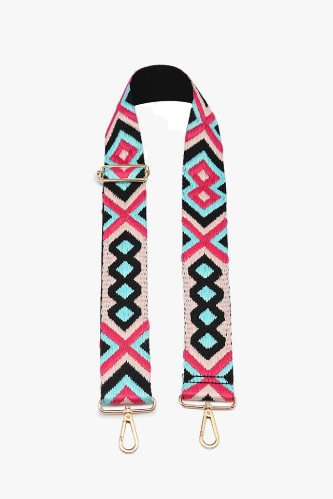 Bohemian Guitar Strap- Pink/Mint
