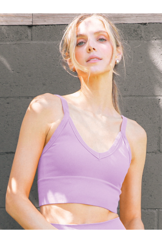 All The Feels Ribbed V-Neck Cropped Tank
