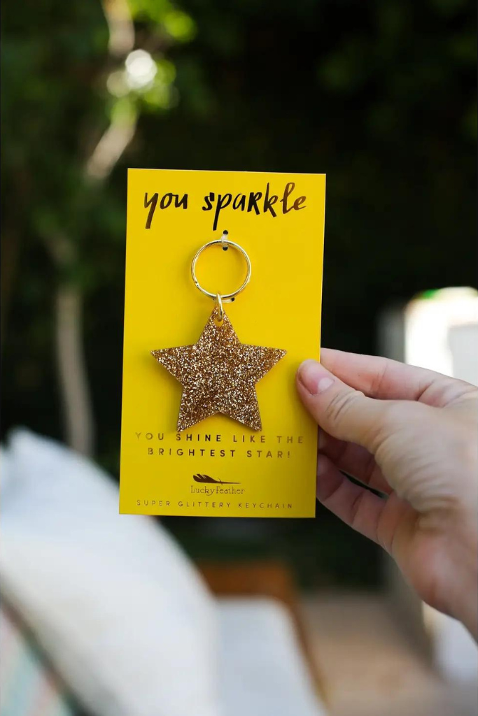 Gold Glitter Keychain - Star