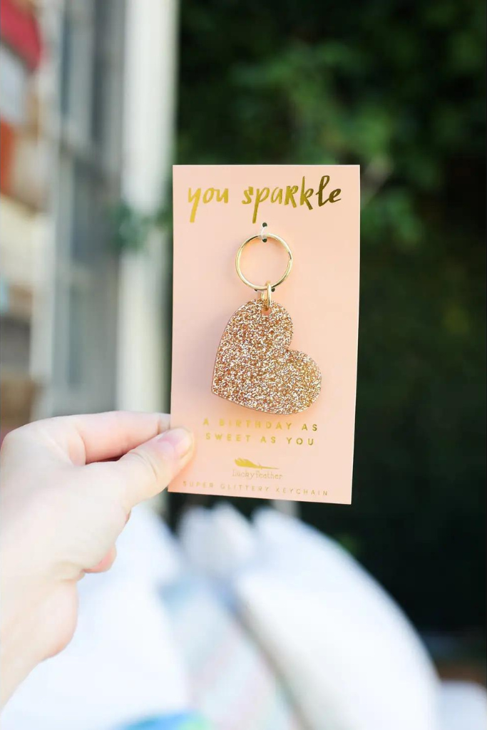 Gold Glitter Keychain - Heart