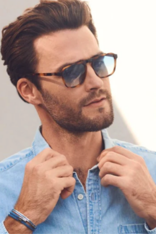 WMP Eyewear Emerson Sunglasses- Whiskey Brown Tortoise / Blue Gradient Lens