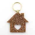 Gold Glitter Keychain - House