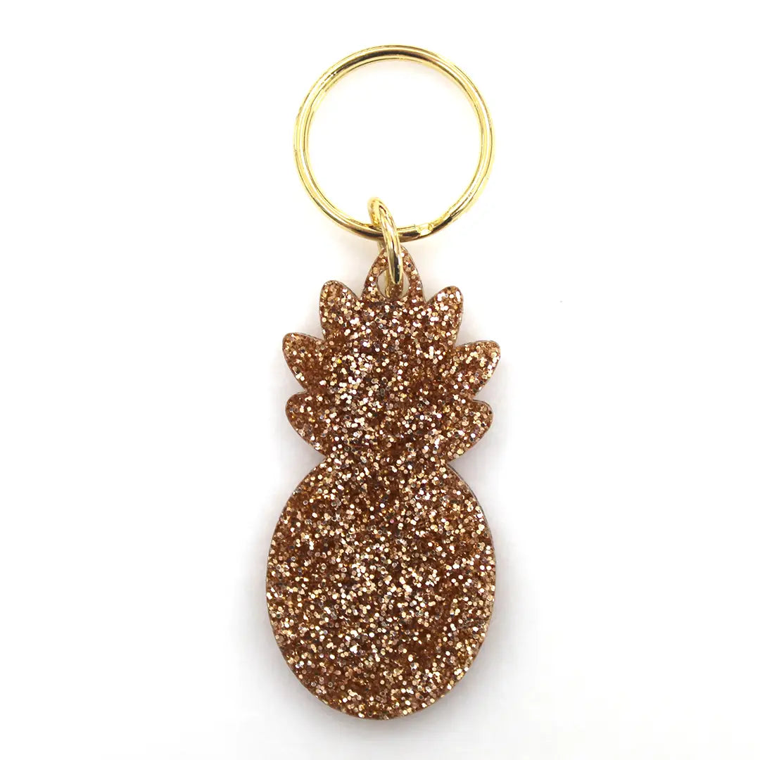 Gold Glitter Keychain - Pineapple