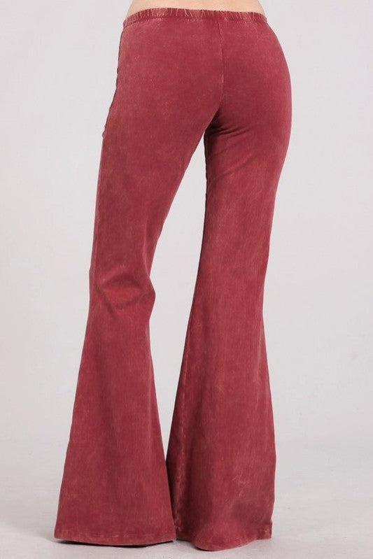Nine To Five Bell Bottom Pants - Washed Red