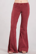 Nine To Five Bell Bottom Pants - Washed Red