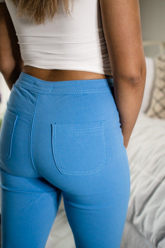 Baby Blue High Waist Flare Leg Pants