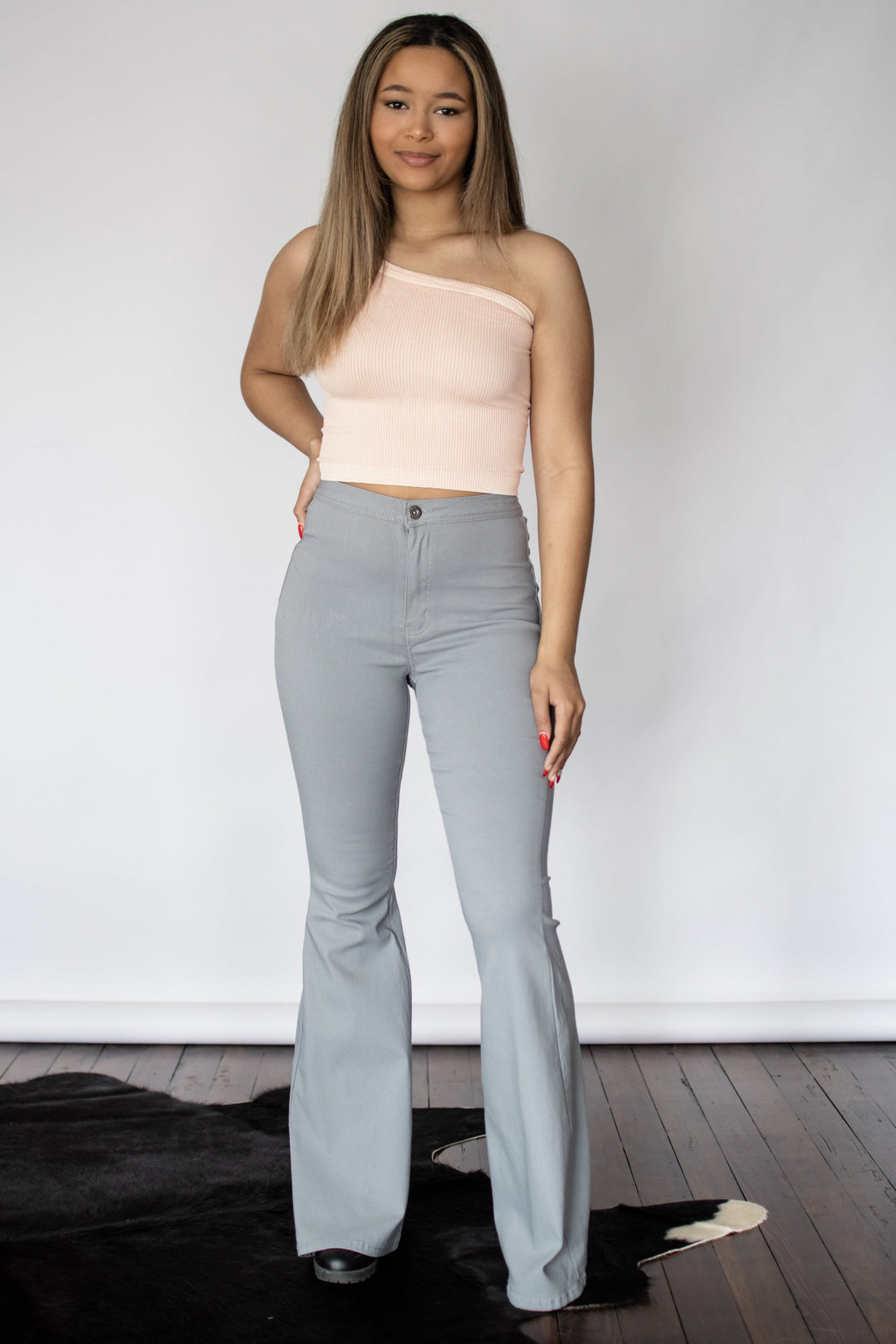 All The Views Flare Pants - Light Grey