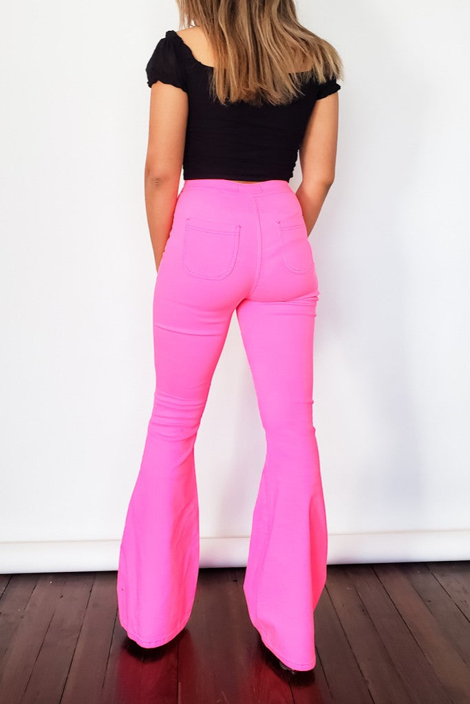 All The Views Flare Pants - Neon Pink