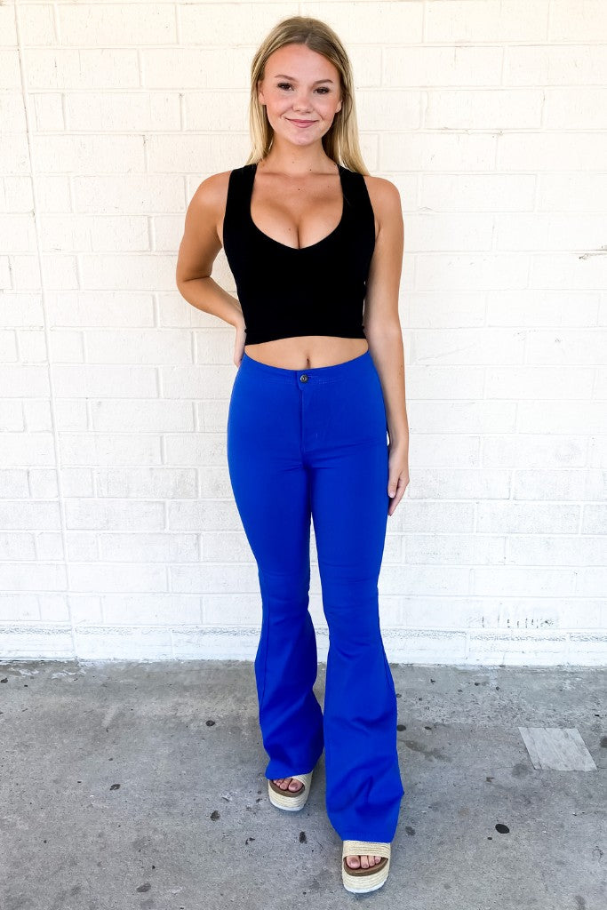 All The Views Flare Pants - Royal Blue