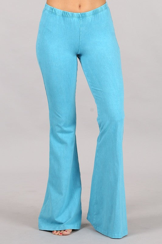 Nine To Five Bell Bottom Pants - Aqua