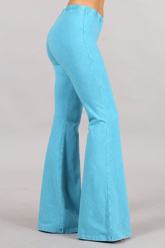 Nine To Five Bell Bottom Pants - Aqua