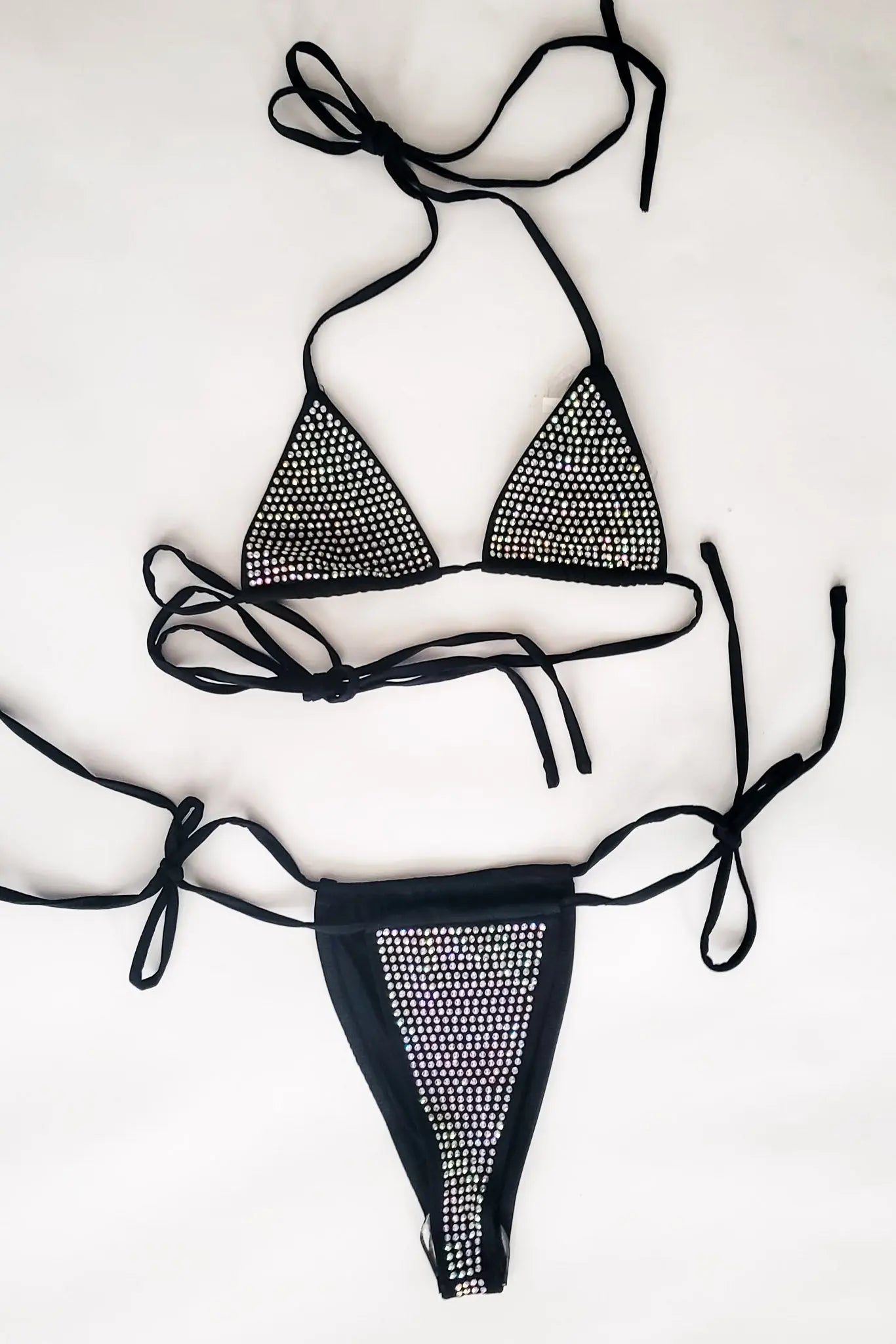 Exceptional Rhinestone Bikini Bottom - Black