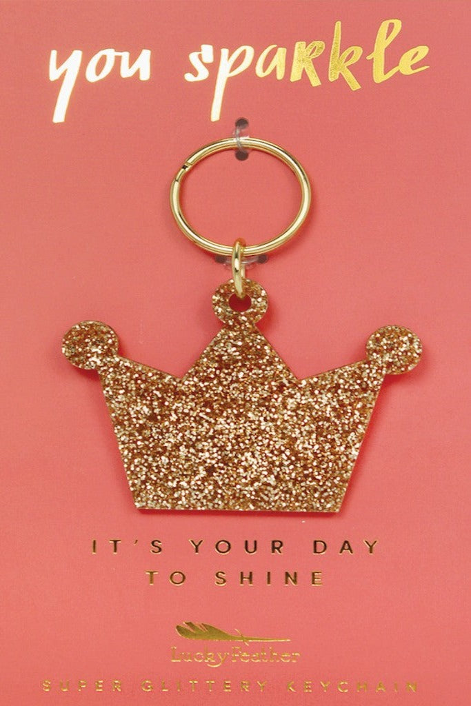 Gold Glitter Keychain - Crown