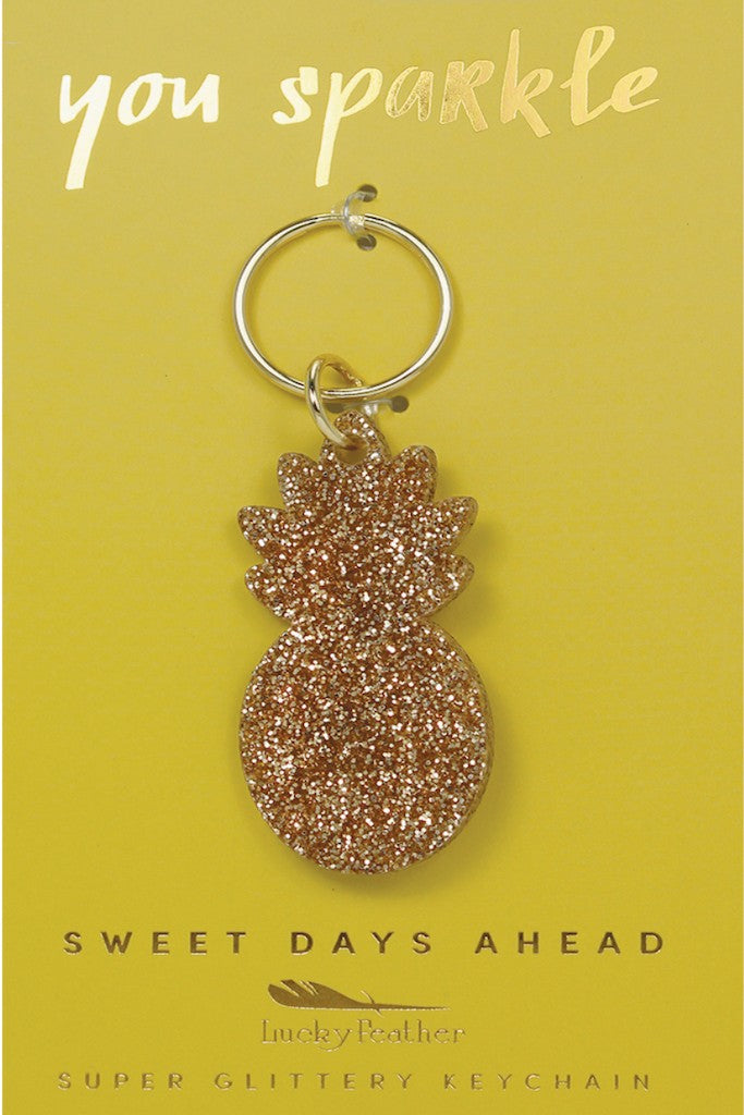 Gold Glitter Keychain - Pineapple