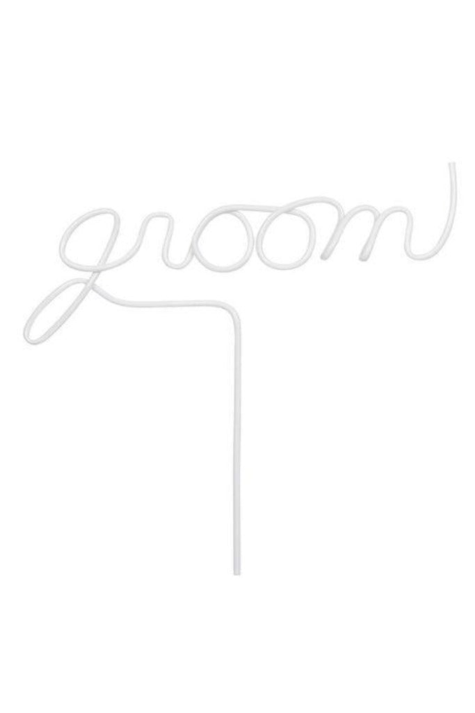 Groom Crazy Straw - White