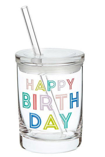 Happy Birthday Glass with Lid