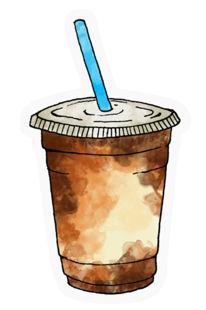Iced Coffee Blue Straw Sticker